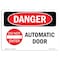 Signmission Safety Sign, OSHA Danger, 5" Height, Automatic Door, Landscape OS-DS-D-57-L-2170 - alternate 1